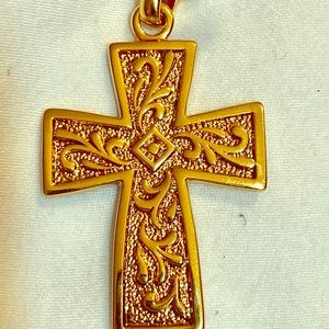 18kt gold over bronze textured cross